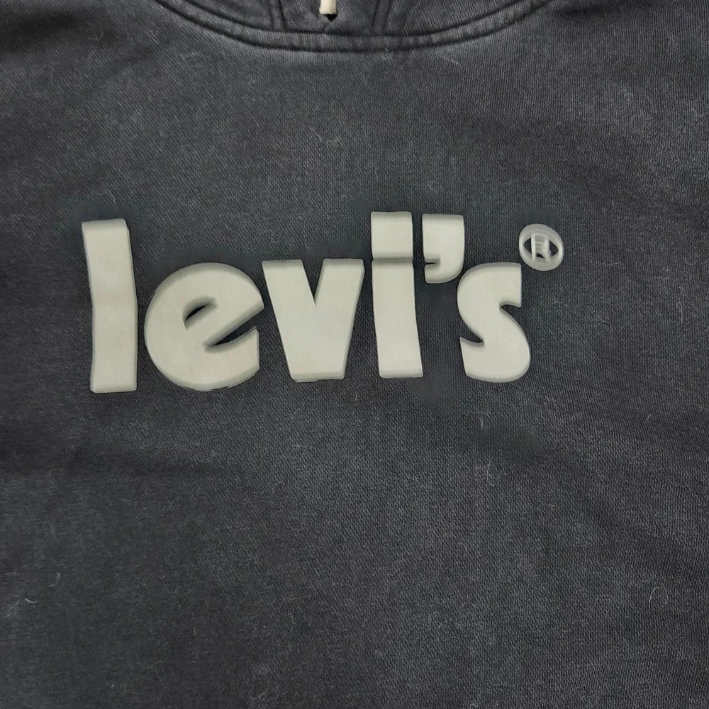 Levis Mens Relaxed Fit Logo Hoodie Faded Black Sweatshirt Medium 15331